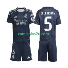 Camisolas de futebol Real Madrid Jude Bellingham 5 Criança Equipamento Alternativa 2025/26 Manga Curta